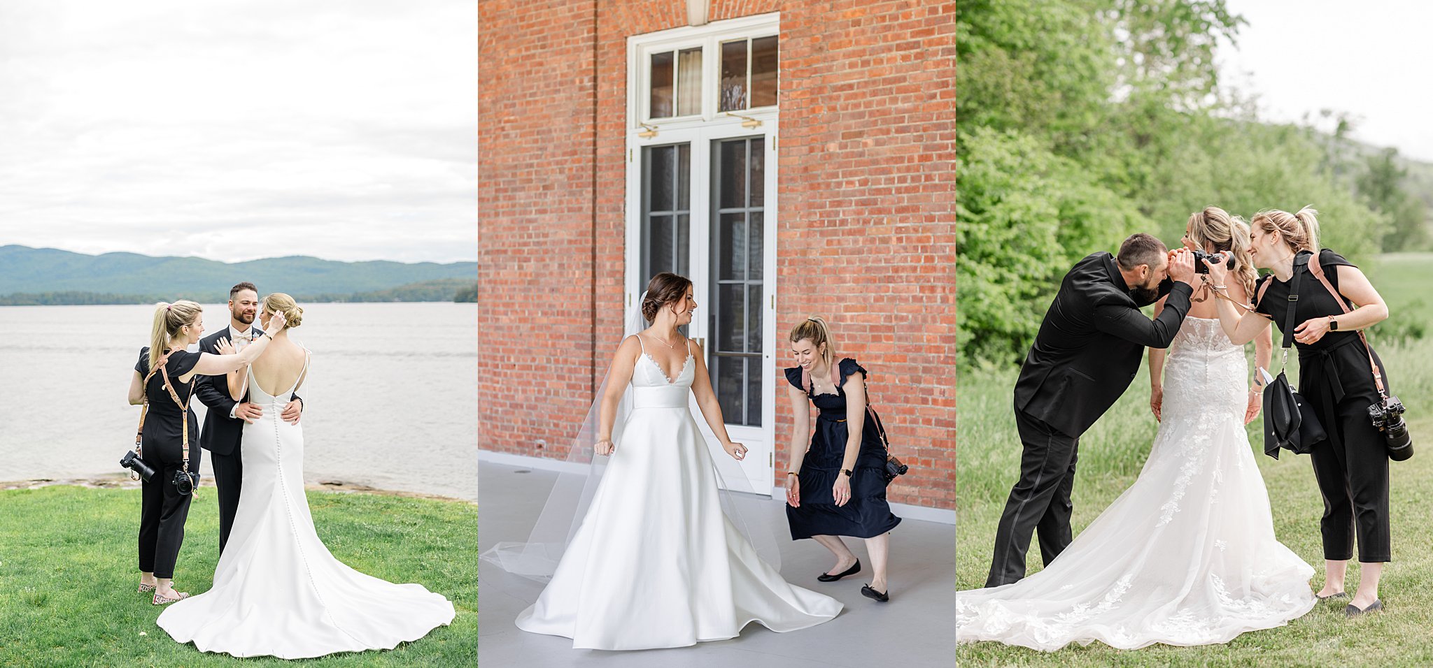 Bride and groom waterfront wedding portraits Albany NY